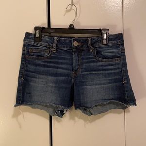 American Eagle Frayed Denim Shortie Shorts